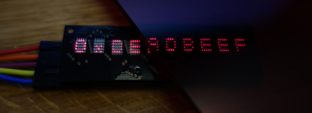 Jura LED dot matrix display, showing text while controlled by an Arduino.
